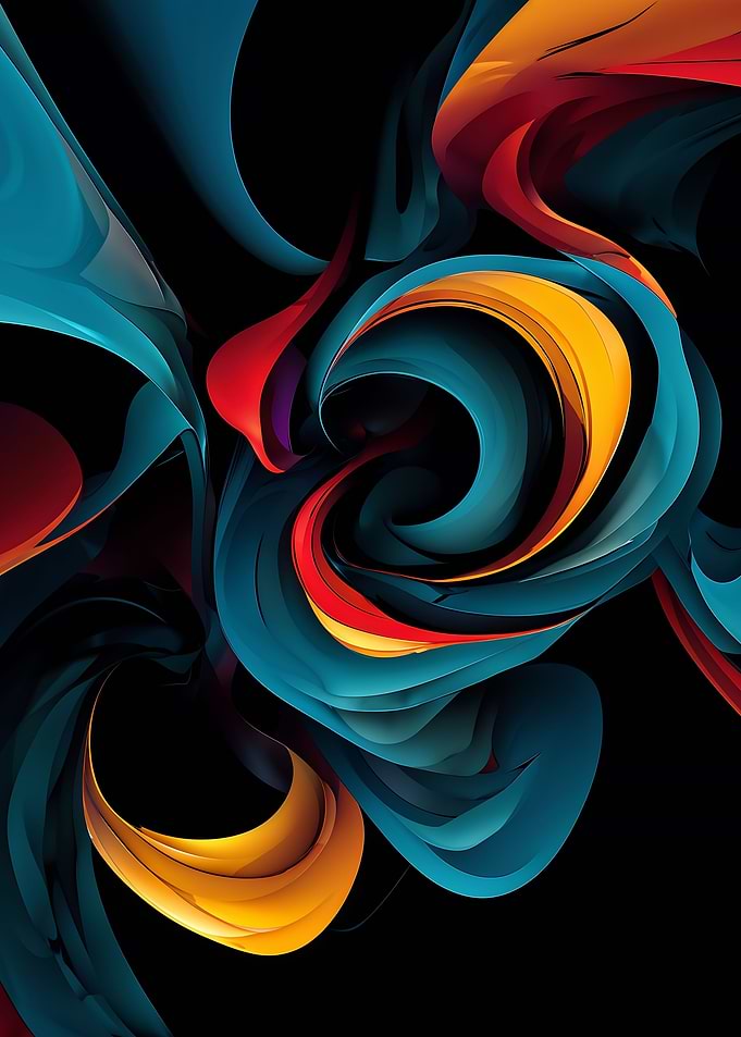 Abstract Swirls of Color on Black