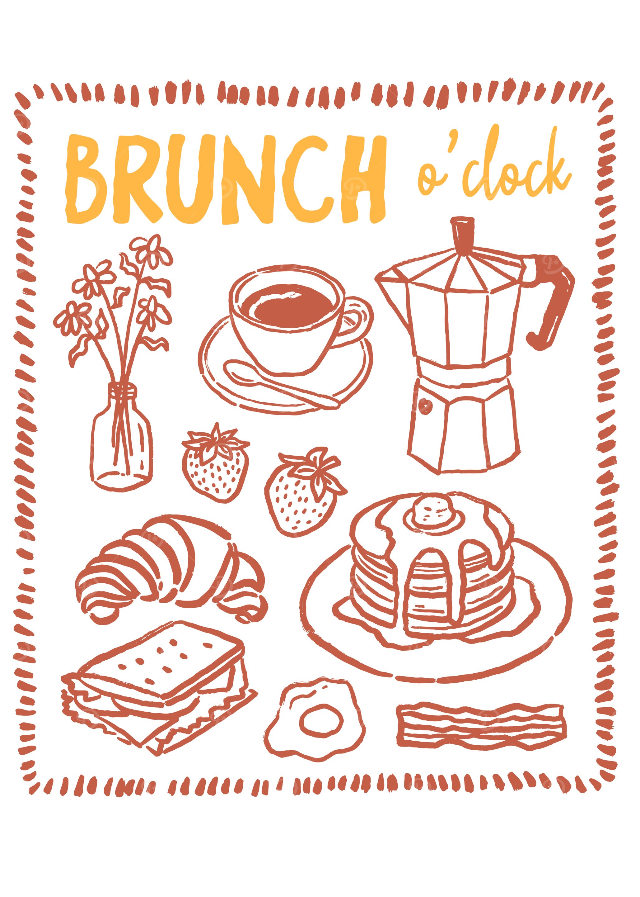 Brunch o'clock food illustration