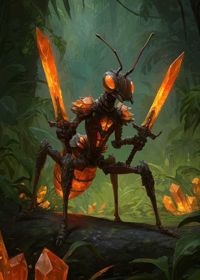 Ant Warrior with Fiery Swords