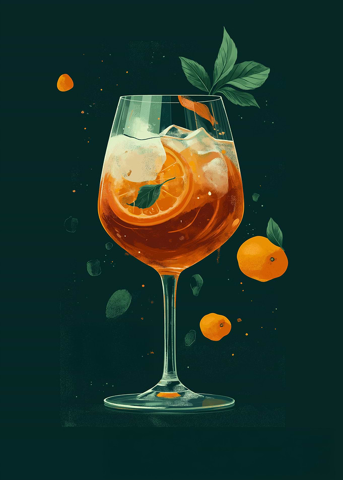 Aperol Spritz Cocktail Illustration