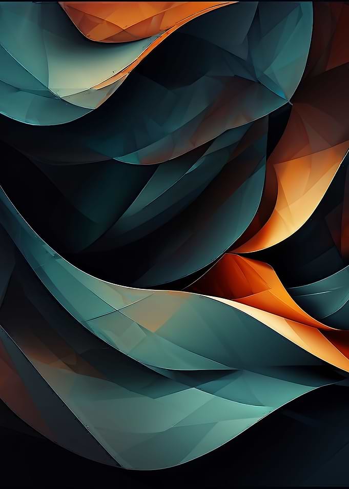 Abstract Teal and Orange Waves