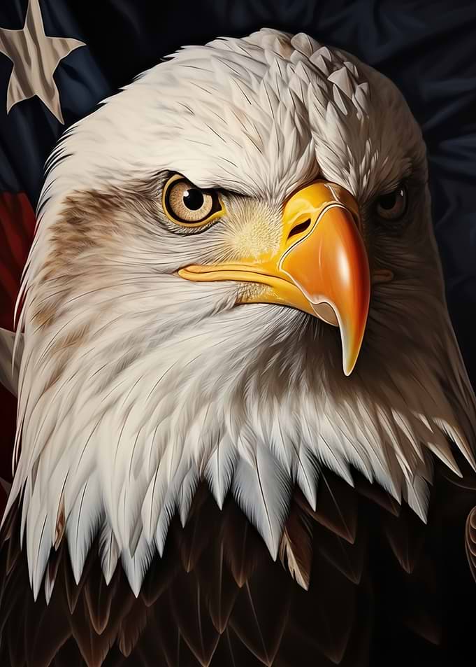 American Eagle Portrait with Flag