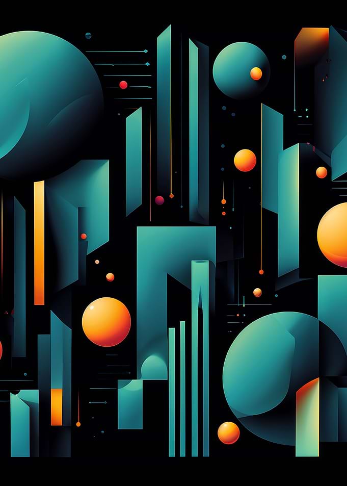 Abstract Geometric Shapes on Black Background