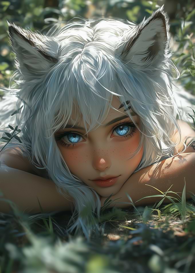 Anime Girl with Wolf Ears