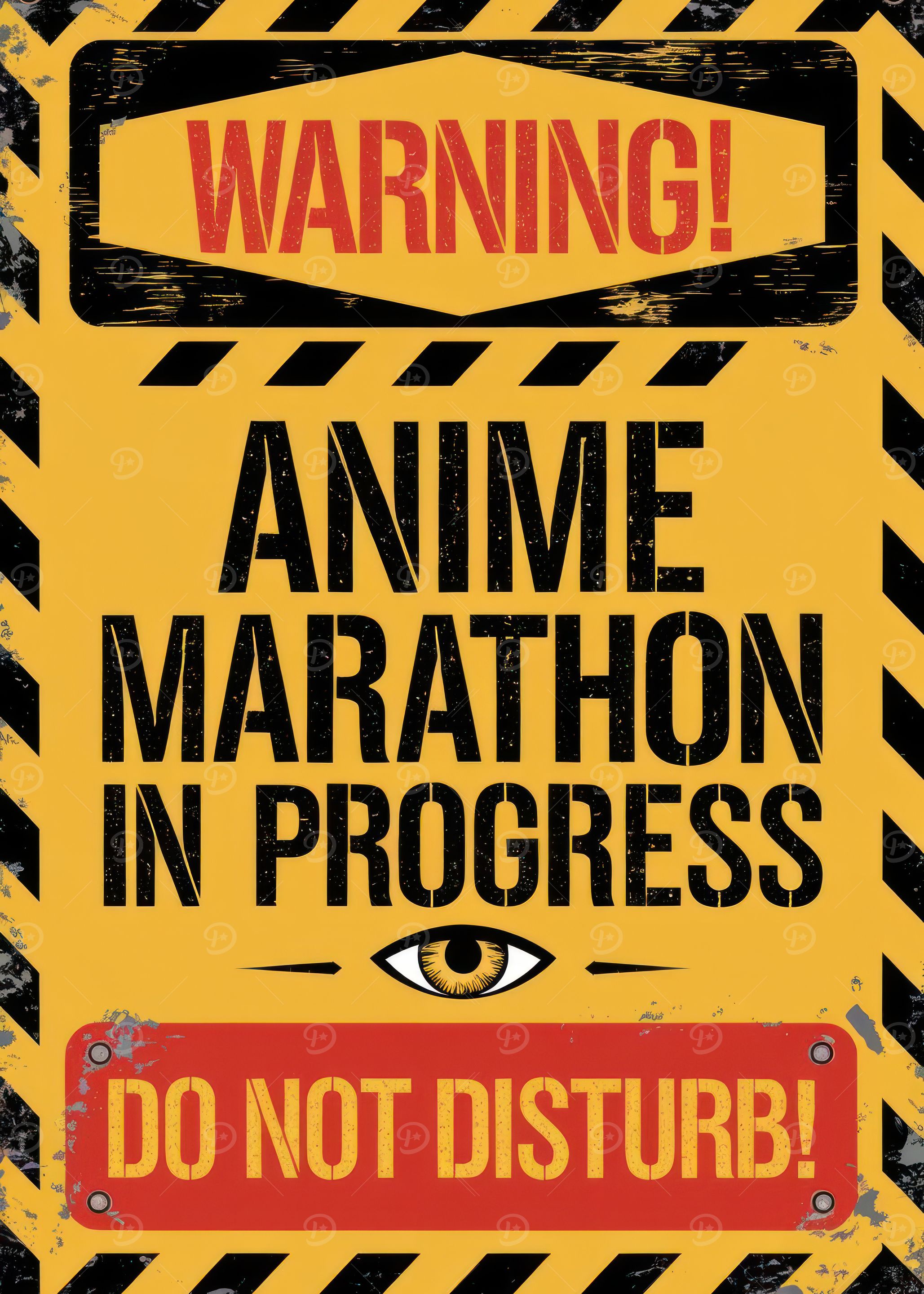 Anime Marathon in Progress Sign - 'Anime Marathon In Progress | Do Not Disturb' Warning Sign
