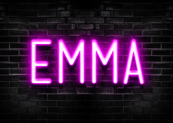 Emma Neon Sign on Brick Wall