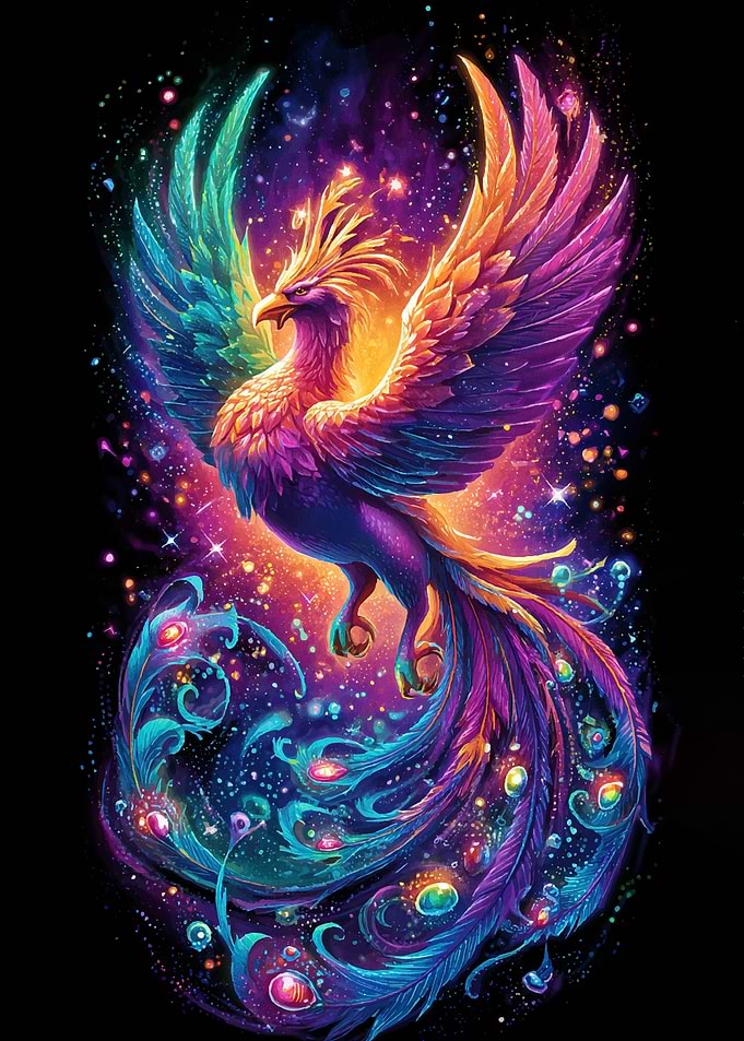 Colorful Phoenix Cosmic Flight