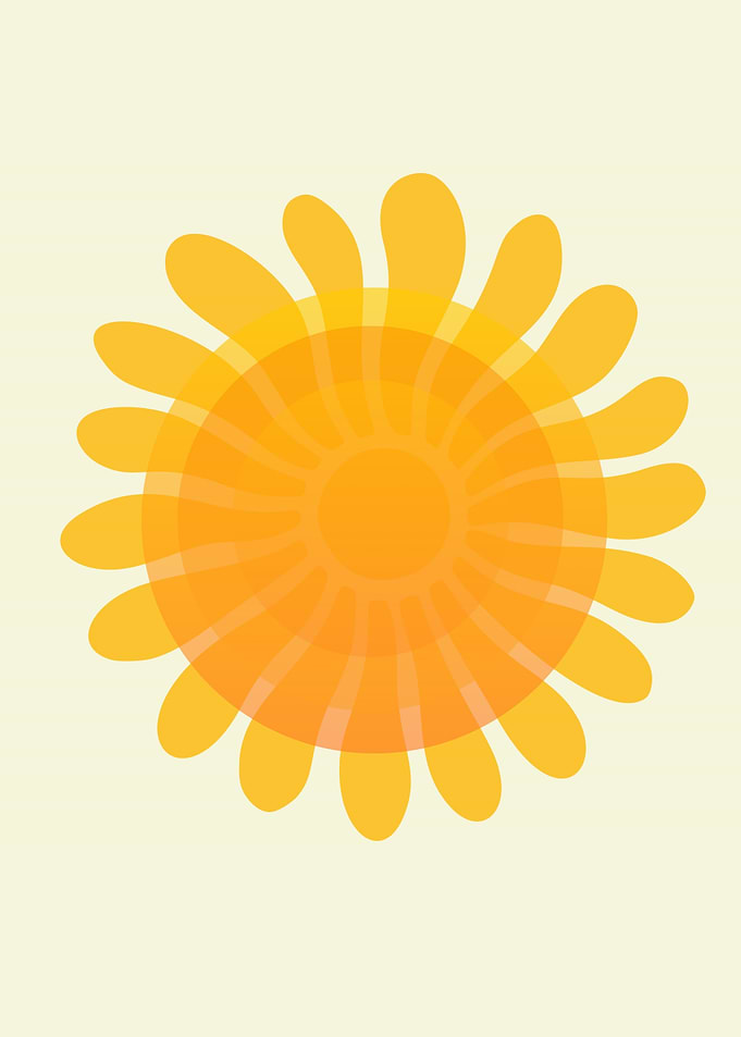 Abstract Yellow Flower on Beige Background