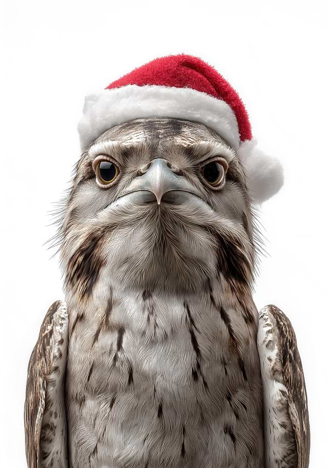 Great Potoo with Santa Hat