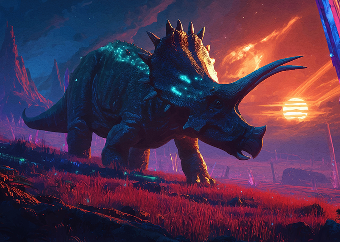 Glowing Triceratops Landscape