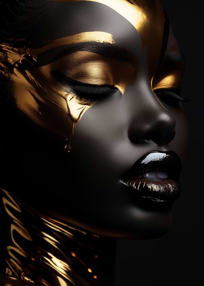 Golden Tears: Abstract Portrait