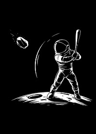 Astronaut Baseball Player on the Moon