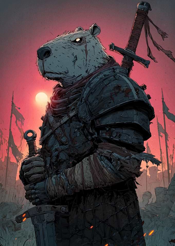 Capybara Warrior in Armor