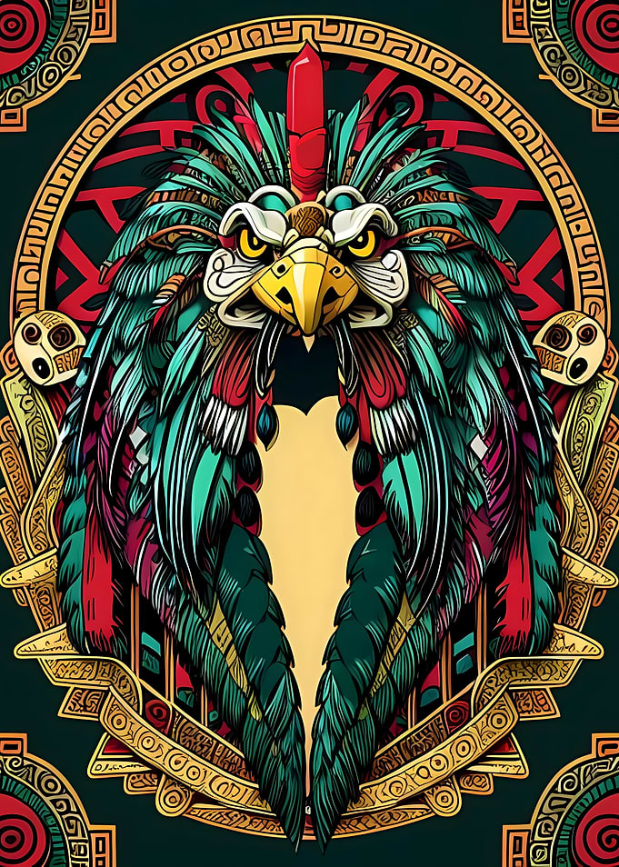 Aztec Eagle Warrior Illustration