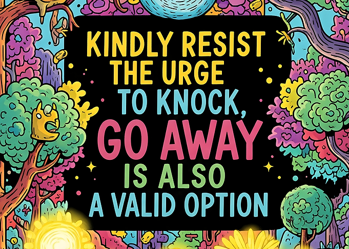 Kindly Resist Knocking Funny Sign
