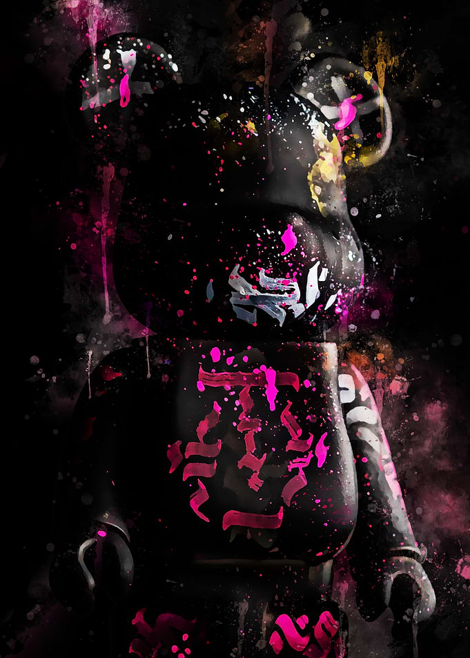 Abstract Bearbrick Figure with Paint Splatters
