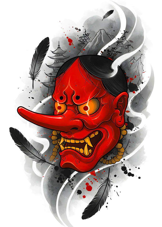 Tengu Mask Digital Art
