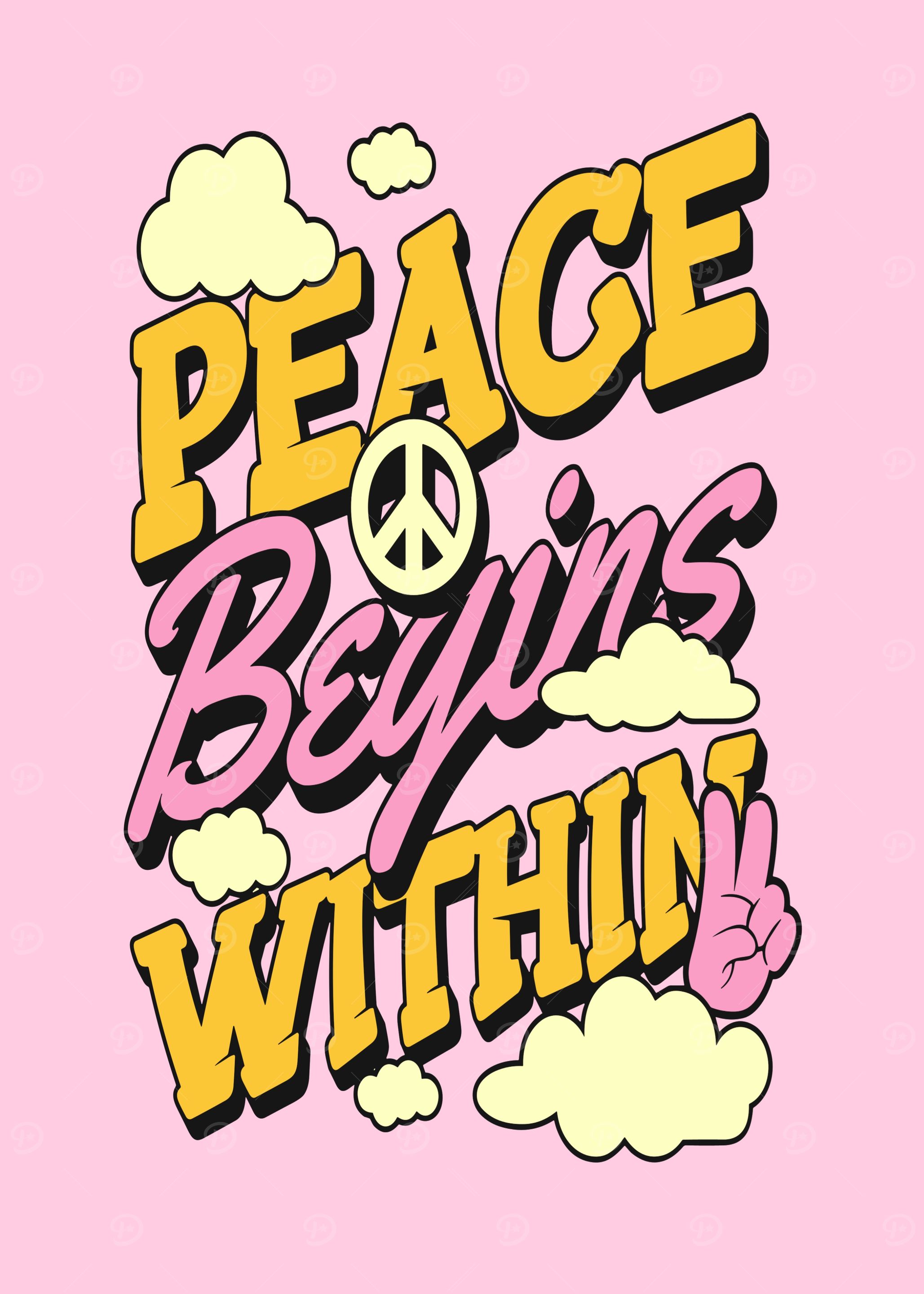 Peace Begins Within Retro Art