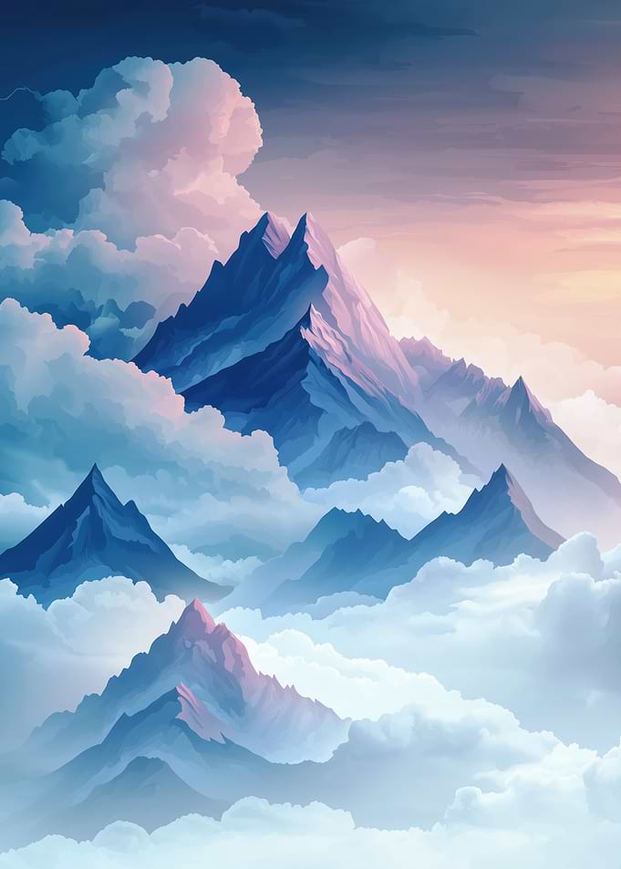 Mountains and Clouds Digital Painting