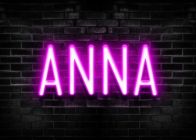 Anna Neon Sign on Brick Wall