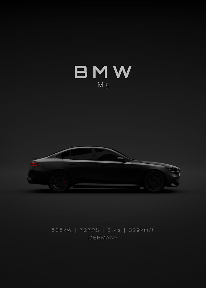 BMW M5 Dark Minimalist Car Poster