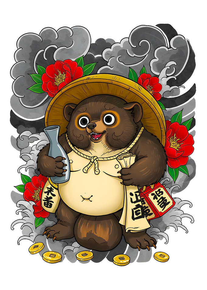 Tanuki with Sake