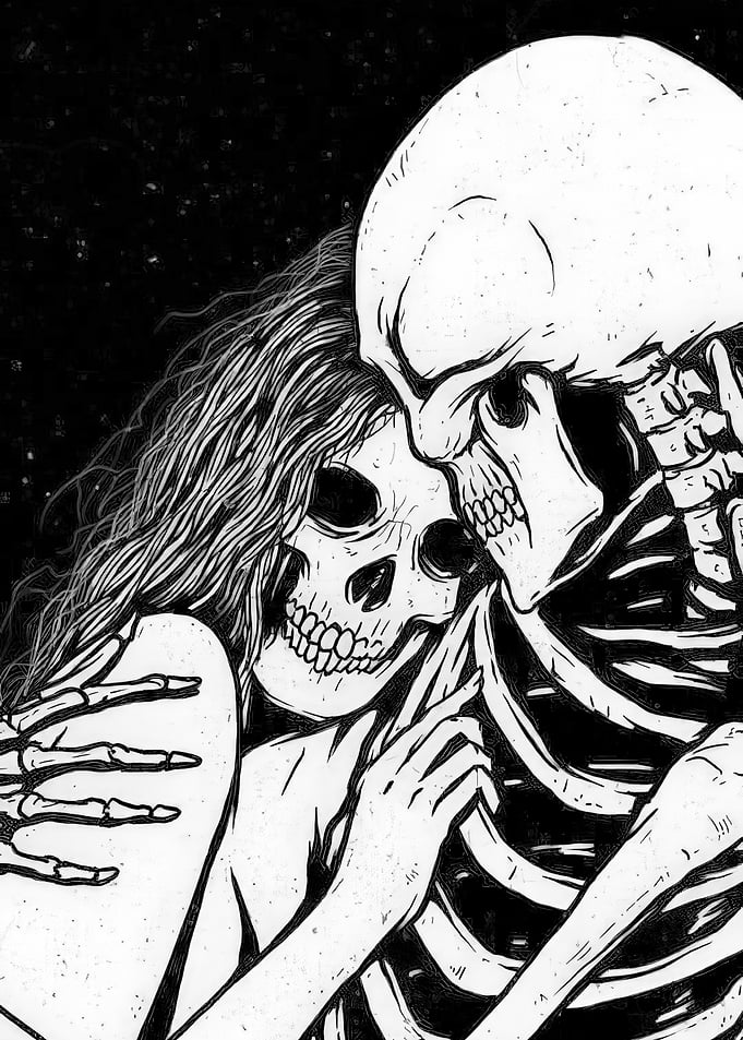 Skeletal Embrace: Love Beyond the Grave