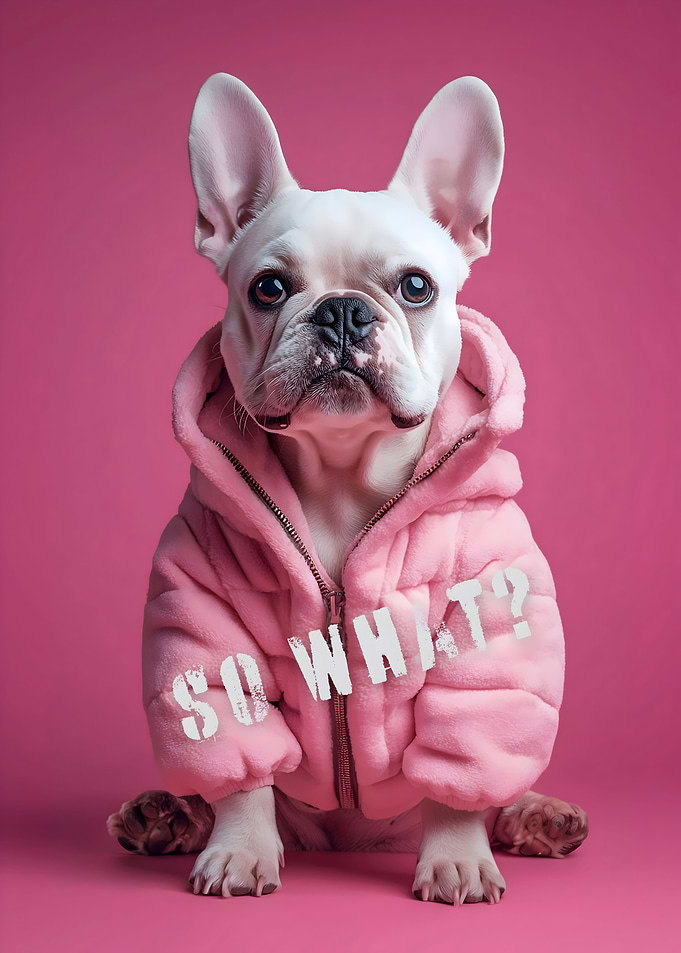 So What? - Dog in Pink Hoodie