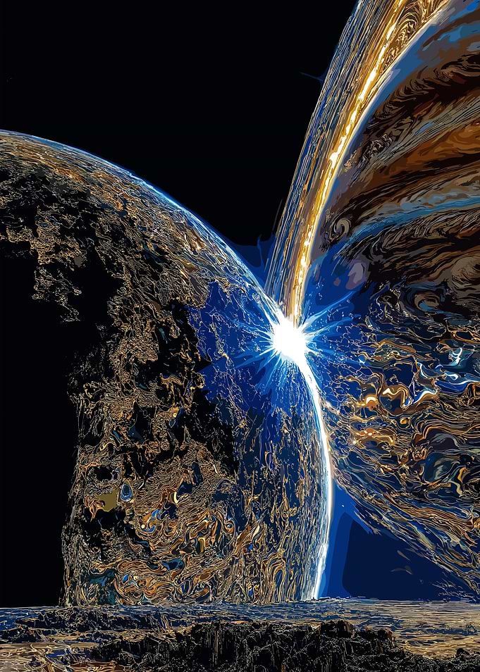 Planetary Collision with Bright Light