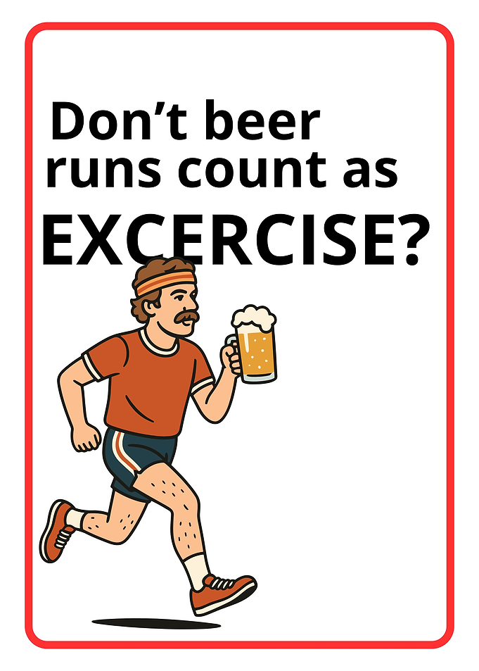 Beer Run Exercise Funny Cartoon