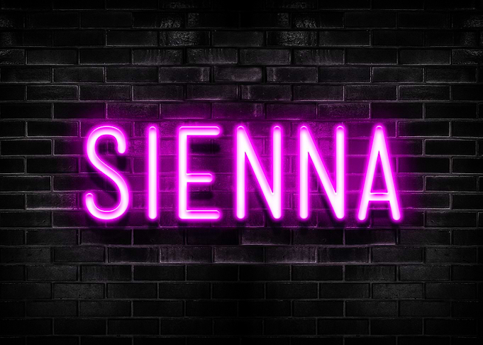 Sienna Neon Sign on Brick Wall