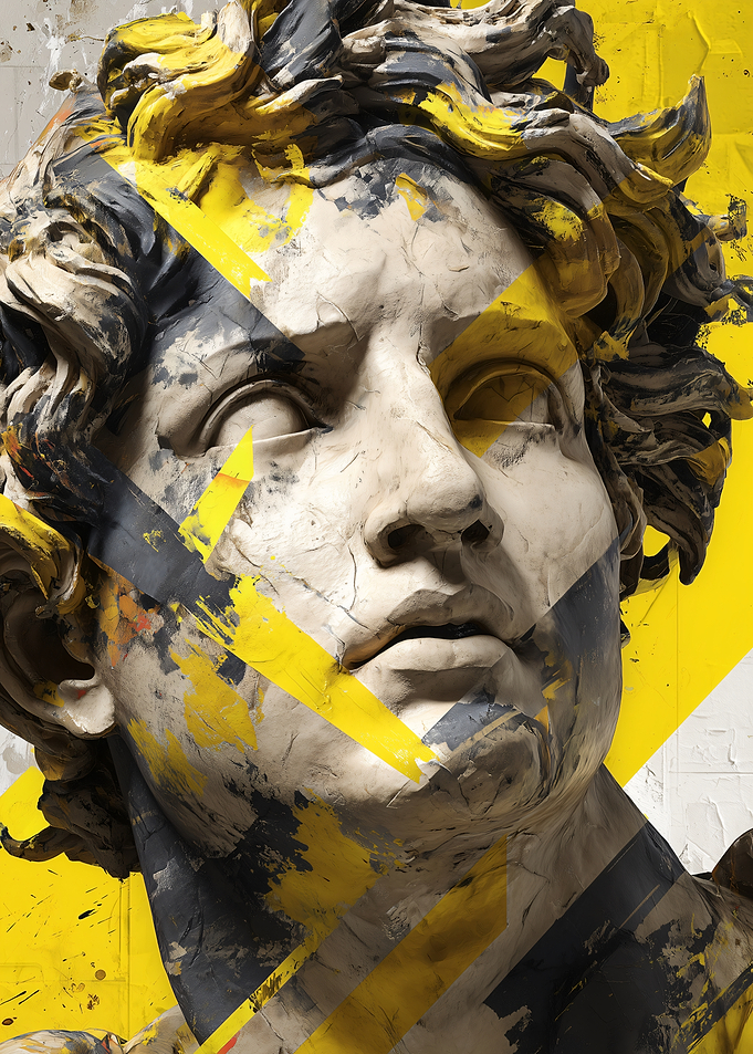 Statue with Yellow and Black Accents