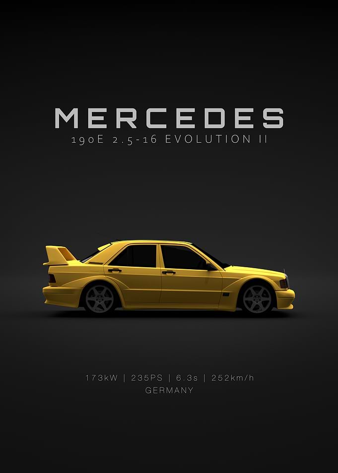 Specs Mercedes 190E 2.5-16 Evo II Yellow