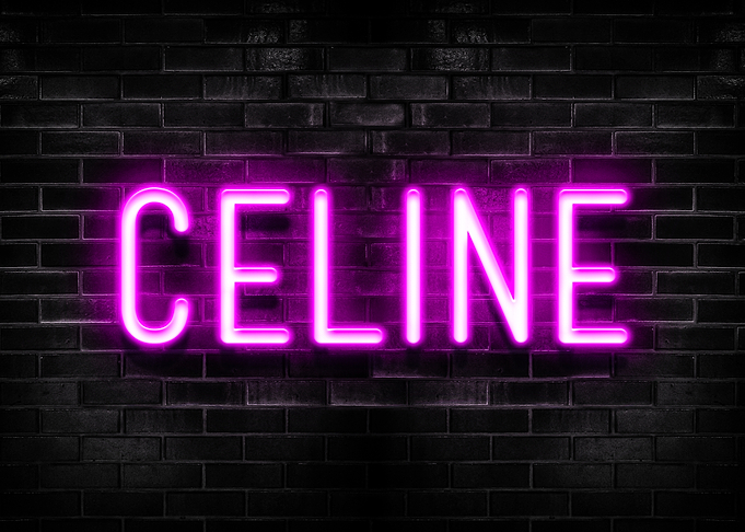 Celine Neon Sign on Brick Wall