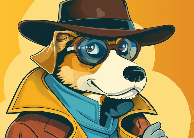 Cartoon Dog Detective Illustration