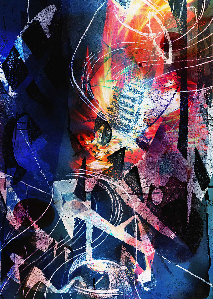Abstract Expressionist Painting with Bold Colors