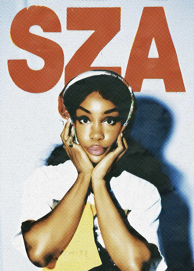 SZA Portrait with Halftone Effect