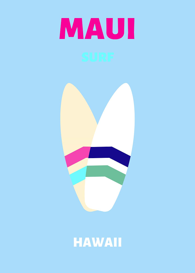 Maui Surfboards Hawaii Minimalist Art