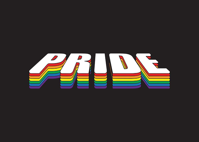 Pride Text with Rainbow Layers