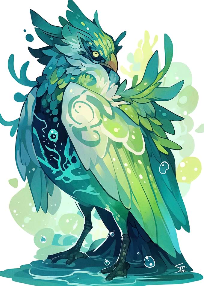 Aquatic Bird Digital Art Illustration