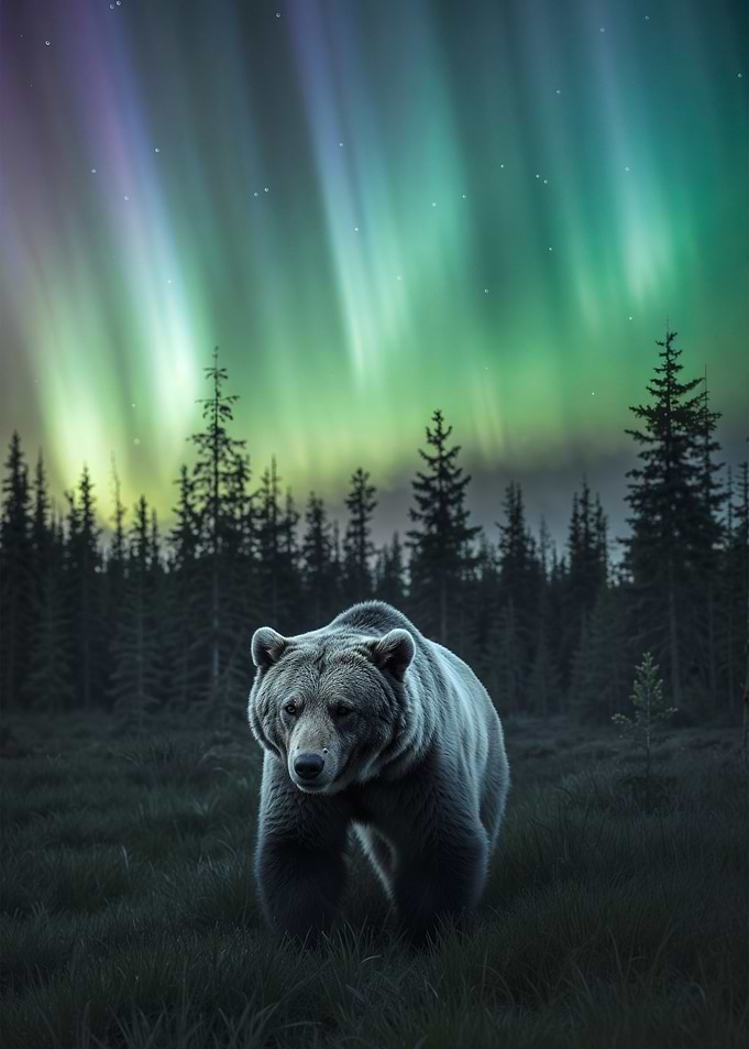 Bear Under the Northern Lights