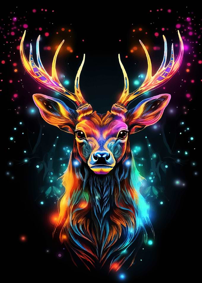 Colorful Neon Deer