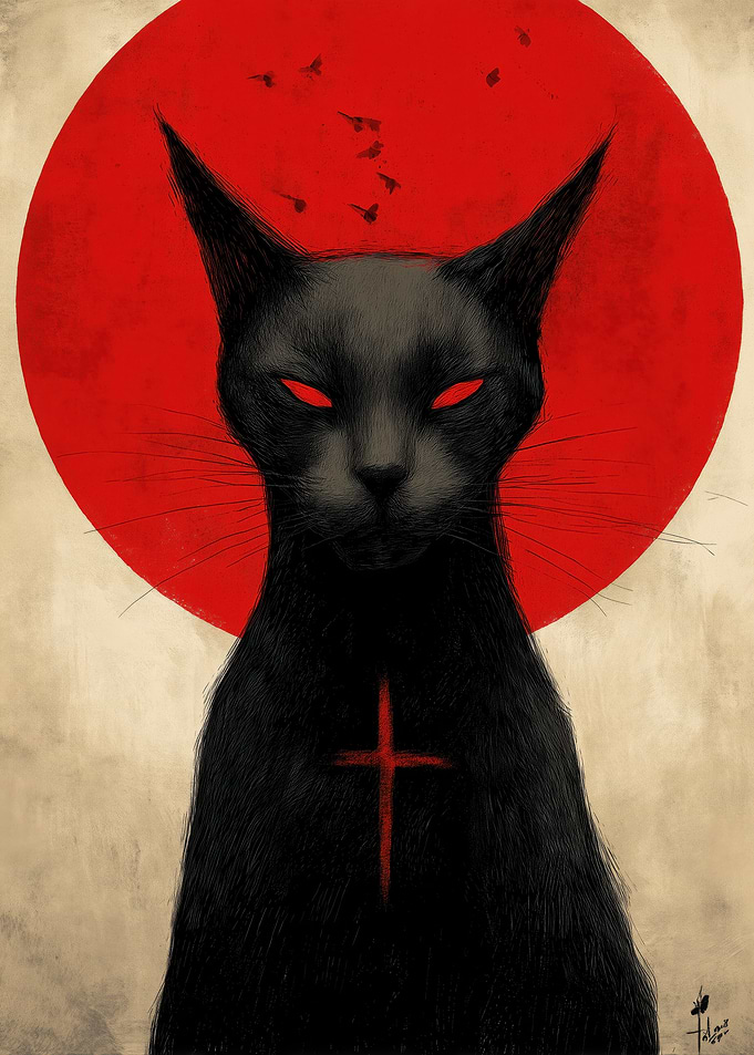 Black Cat with Red Cross