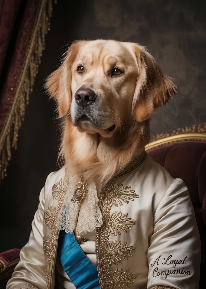 Regal Golden Retriever Portrait - Loyal Golden Retriever | Royal Companion