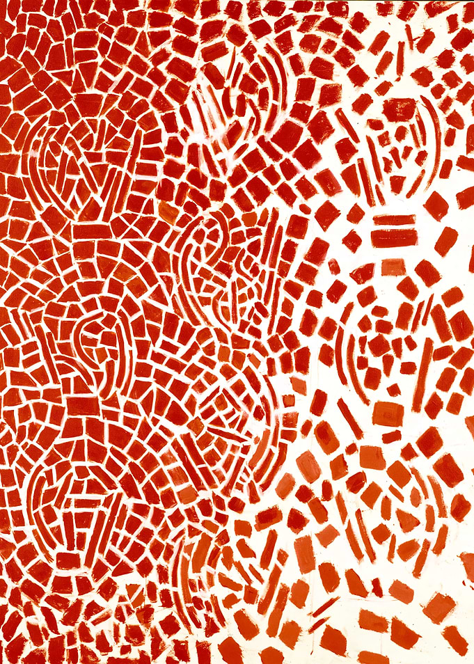 Abstract Red and White Mosaic Pattern