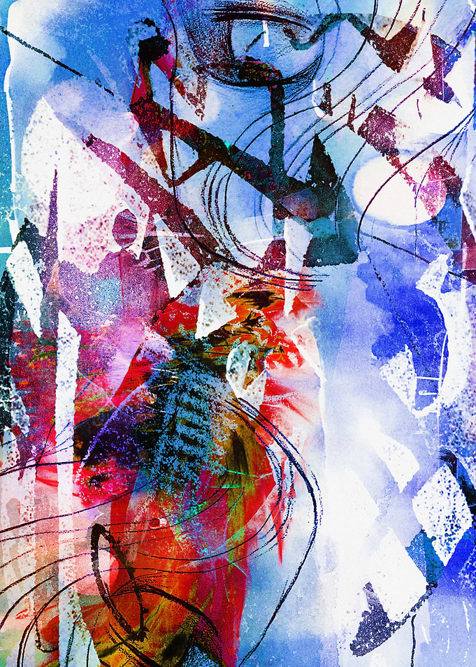 Abstract Colorful Painting with Lines