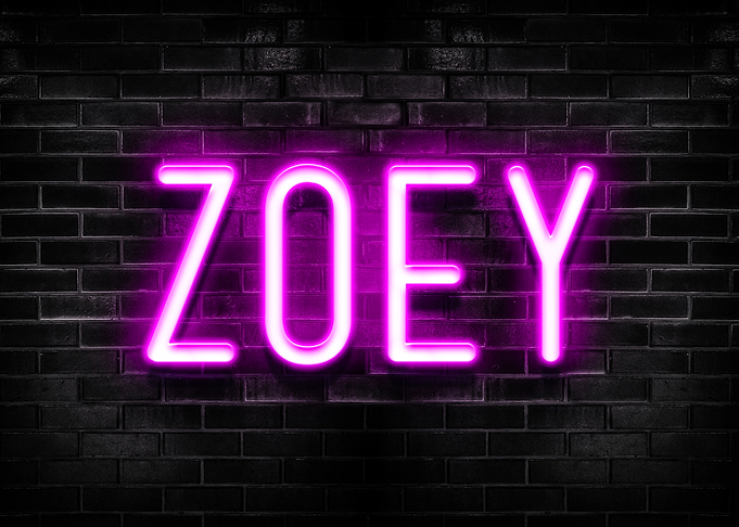 Zoey Neon Sign on Brick Wall