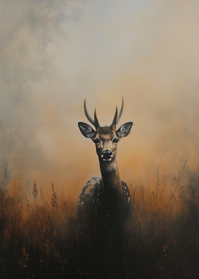 Deer in Tall Grass Painting
