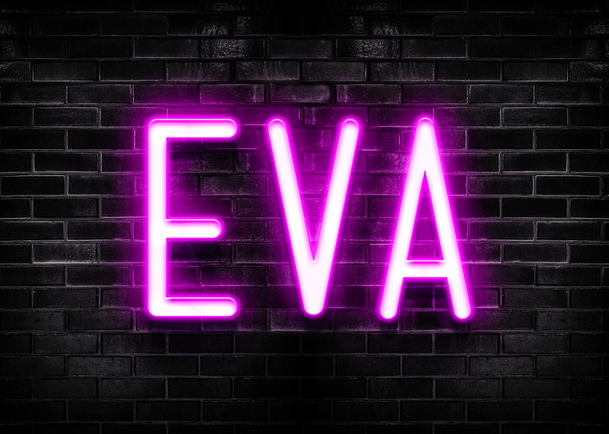 EVA Neon Sign on Brick Wall