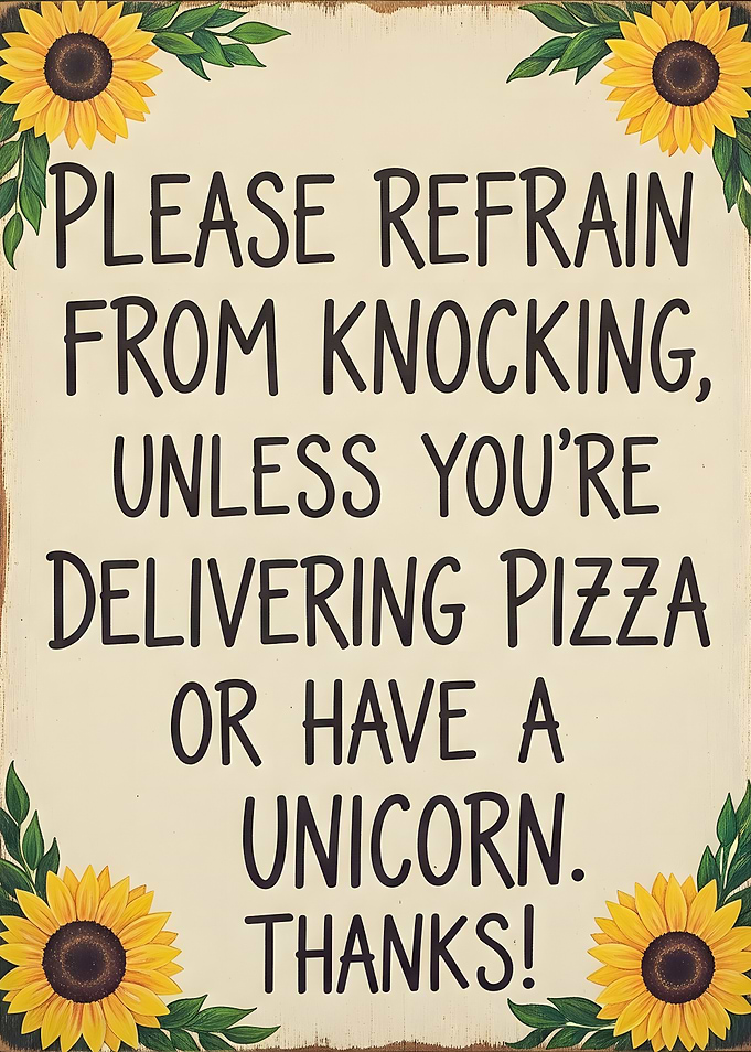 Refrain From Knocking Sunflower Sign